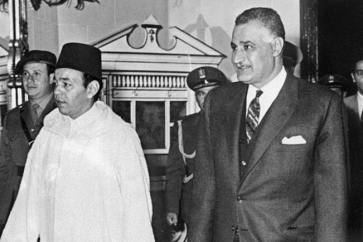 L'ancien raïs égyptien Gamal Abdel Nasser et le roi marocain Hassan II