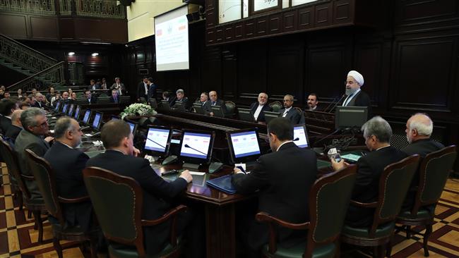 Le président iranien ch. Hassan Rohani à l'université de Moscou