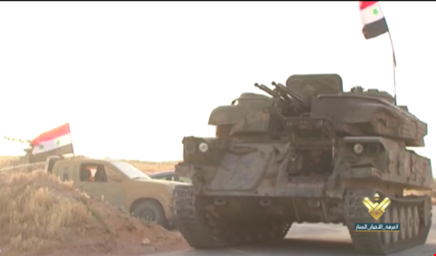 Un char de l'armée syrienne non loin du passage al-Tanaf (al-Manar)