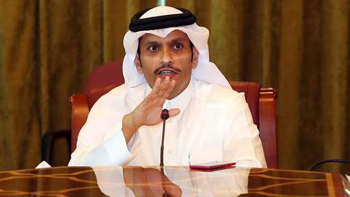 Qatari Foreign Minister Mohammed bin Abdulrahman al-Thani gives a press conference in Doha, on June 8, 2017.
Qatar's foreign minister rejected attempts to interfere in the country's foreign policy and said a "military solution" to the country's crisis with its Gulf neighbours was not an option. / AFP PHOTO / KARIM JAAFAR