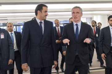 NATO Secretary General Jens Stoltenberg with the Emir of Qatar, Sheikh Tamim Bin Hamad Al-Thani