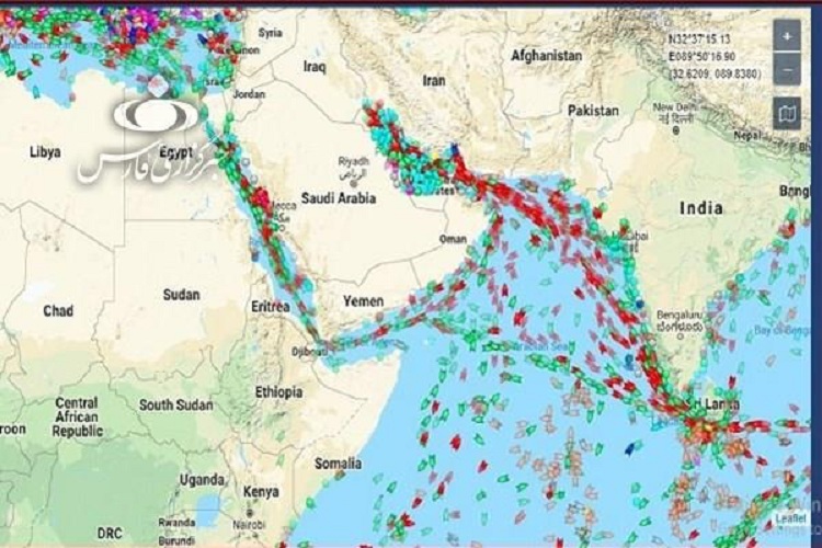 une carte de la région qui montre la circulation normale de bâtiments dans le détroit de Bab el-Mandeb, le vendredi 27 juillet.
