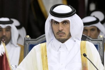 epa03674039 Sheikh Abdullah bin Nasser bin Khalifa Al Thani (R), Qatari Minister of State for Interior Affairs attends the 14th Consultative Meeting of Interior Ministers of the Gulf Cooperation Council countries (GCC), in Manama, Bahrain, 23 April 2013. GCC interior ministers in their meeting pointed out that they continue to face internal and external threats and that they need to further increase their security cooperation to combat these threats.  EPA/MAZEN MAHDI