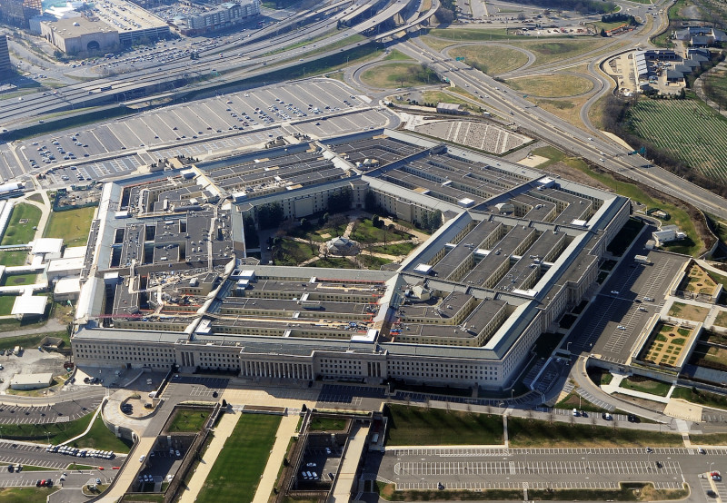 This picture taken 26 December 2011 shows the Pentagon building in Washington, DC. The Pentagon, which is the headquarters of the United States Department of Defense (DOD), is the world's largest office building by floor area, with about 6,500,000 sq ft (600,000 m2), of which 3,700,000 sq ft (340,000 m2) are used as offices. Approximately 23,000 military and civilian employees and about 3,000 non-defense support personnel work in the Pentagon. AFP PHOTO (Photo credit should read STAFF/AFP/Getty Images)