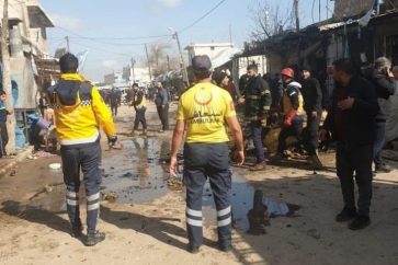 Le lieu de l'explosion dans la ville al-Raii, dans la province nord d'Alep