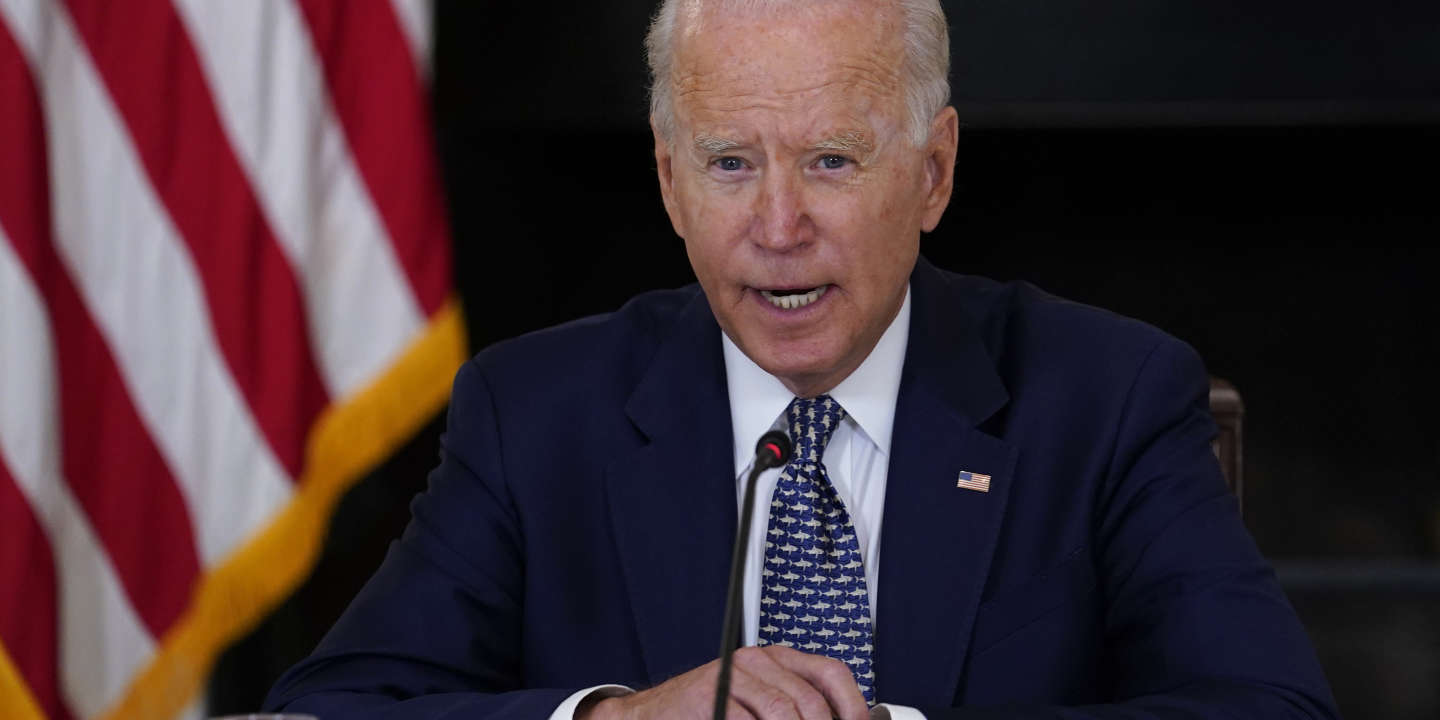 President Joe Biden speaks as he receives a briefing in the State Dining Room of the White House in Washington, Tuesday, Aug. 10, 2021, on how the COVID-19 pandemic is impacting hurricane preparedness. (AP Photo/Susan Walsh)