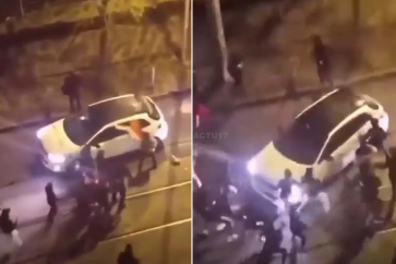 La voiture qui a percuté des supporters pro-Maroc à Montpellier, le 14 décembre 2022.