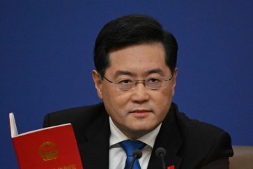 Le chef de la diplomatie chinoise Qin Gang en conférence de presse en mars 2023 (image d'illustration).