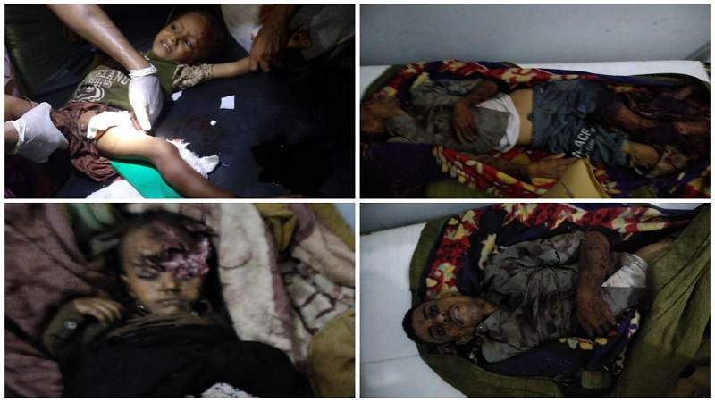 Des victimes du bombardement des mercenaires de la coaliton saoudienne contre Taez, le 24 aout 2023.