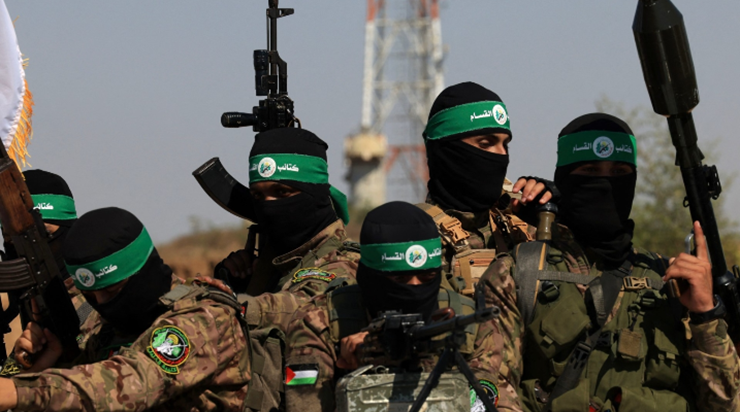 Des membres des brigades Al-Qassam, branche armée du Hamas.