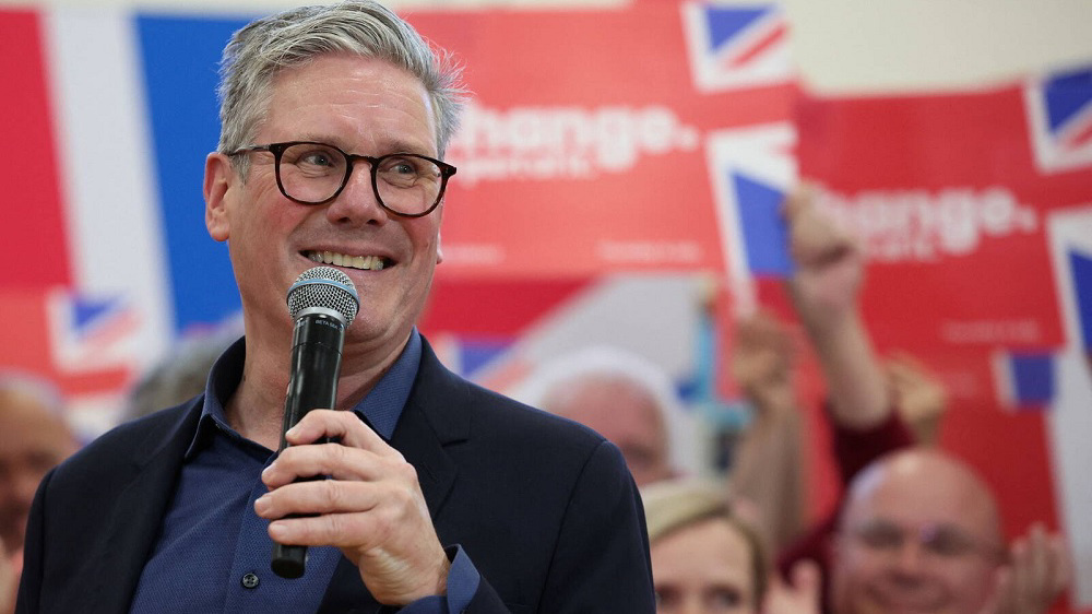 Le patron du parti travailliste Keir Starmer lors de la campagne électorale à Redditch, le 3 juillet 2024. © Reuters