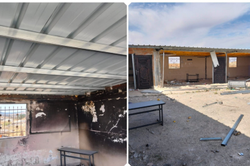 Des colons ont attaqué de nouveau l’école de Zanuta à l’est d’al-Dhahiriya, en Cisjordanie.©SABA