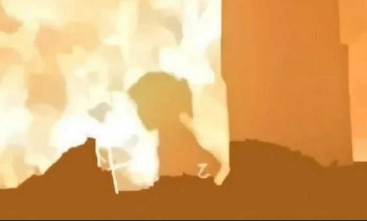 La fillette Ward Al-Sheikh Khalil, coincé dans les flammes. Elle est la seule survivante de sa famille suite au massacre israélien contre une école dans le quartier d'Al-Daraj à Gaza. Elle a perdu six de ses frères et sœurs, tandis que son père souffre de graves brûlures potentiellement mortelles.