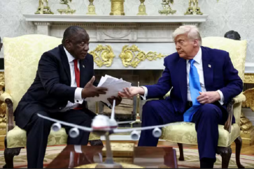 Les présidents américain et sud africain Donald Trump et Cyril Ramaphosa dans le bureau ovale, le 21 mai 2025.