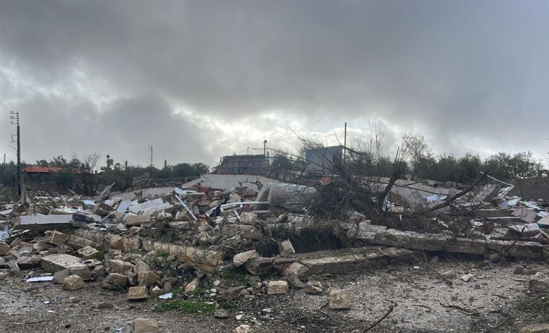 Une maison détruite par les forces d'occupation israéliennes dans la localité frontalière de Yaroun, au sud du Liban.